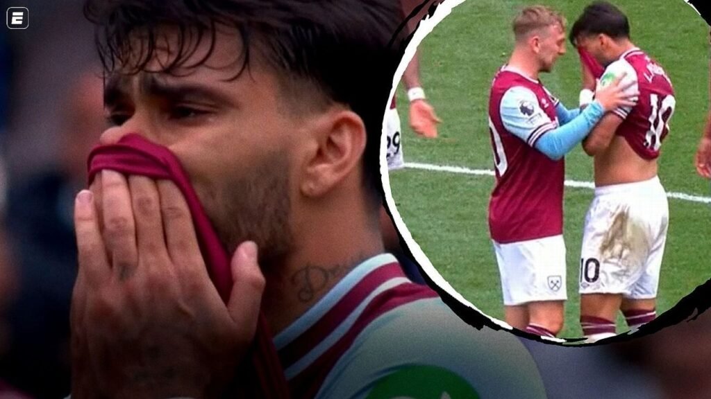 Paquetá leva cartão, chora e precisa ser consolado em jogo do West Ham